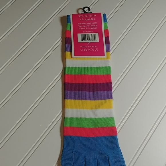 Focus Blue Rainbow Striped Toe Socks - Picture 8 of 8